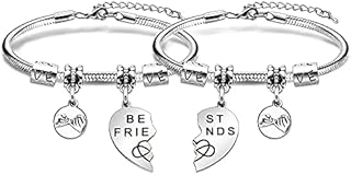 SAMORION Best Friends Bracelet Gifts for Women Girl 2 Pieces Split Heart Weirdo 1 Weirdo 2 Bracelet Jewellery for BFF Long Distance Friends Present (Best Friends Forever)
