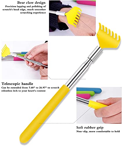 Image of Alexvyan Small Adjustable Portable Extendable Back Scratcher, Metal Stainless Steel Telescoping Itching Stick Tool (Pack of 1 - Model1 Blue)