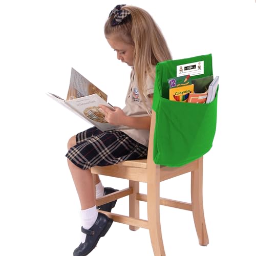 Image of Seat Sack Medium Chair Storage Pocket - 15 Inches, Green - Perfect Organizer for Classroom Chairs, Durable and Spacious Chair Pocket for Classroom Storage and Organization