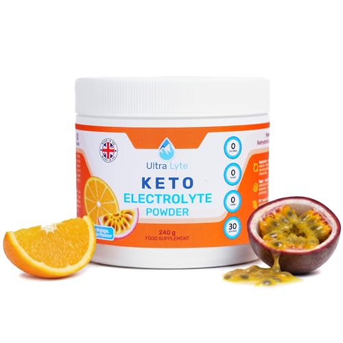 Ultra Lyte Keto Powder Fresh Maracuja Orange Electrolytes 0 Carbs 30 Servings Potassium Magnesium Sodium Keto & Fasting Friendly Sugar-Free Formula