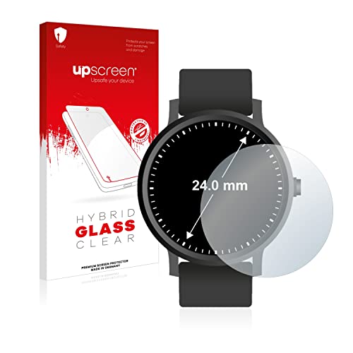 upscreen Protecteur d´Écran en Verre Trempé Compatible avec Montres (Circulaire, ø: 24 mm) - Glass-Plastique 9H Dureté Cover