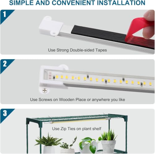 Image of Indoor Grow Lights Strip for Under Cabinet Plants Greenhouse Growing | Bar Plant Light with Timer Auto Control , 6-Level Dimmable for Office Home Greenhouse Shelf Plants Growing
