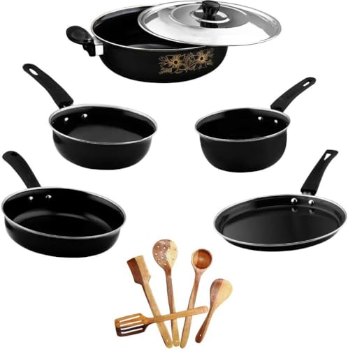 cookpro Cookpro Deluxe Non-Stick(Natural Iron) Best Kitchen Cookware with Spatula Set Induction Bottom Non-Stick Coated Cookware Set (Cast Iron, 11 - Piece) 2|61 cookwareset