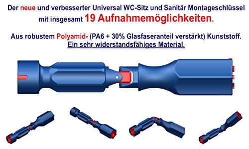 Rela Innovativ Montageschlüssel mit Gelenk, Montage WC-Sitz | Flügelmutter und Schraubenköpfe, Kunststoff, Ø 3,5 cmx 19,5 cm, 0246DV_SML