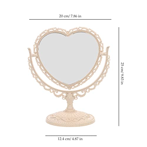 Espejo de maquillaje beige en forma de corazón miniatura 2