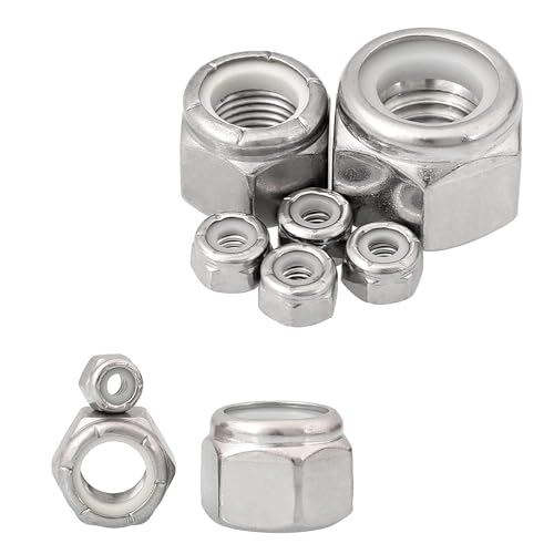Meehua CBI0010058 175Pcs 9 Sizes Lock Nut Assortment Kit,316 Stainless Steel Metric Hex Nylon Insert Locknuts Set thumb #4