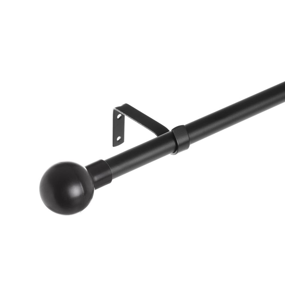 LOLAhome Extendable Curtain Pole Set 160 to 300 cm, 2 Brackets and 2 Terminals Black Metal and ABS Plastic