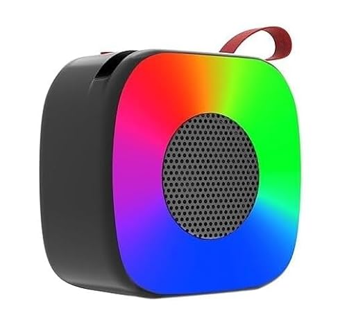مكبر صوت بلوتوث فرعي مزود بحامل موبايل، مضخم صوت لاسلكي محمول بإضاءة ليد ار جي بي ومنفذ AUX وبطارية قابلة لإعادة الشحن للموبايلات والتلفزيون وأجهزة التابلت والكمبيوتر(متعدد الألوان)