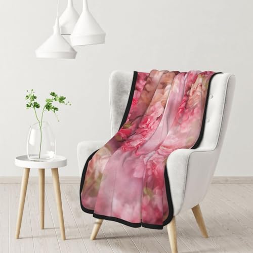 Couverture polaire rose imprimé floral 102x127 cm pour canapé