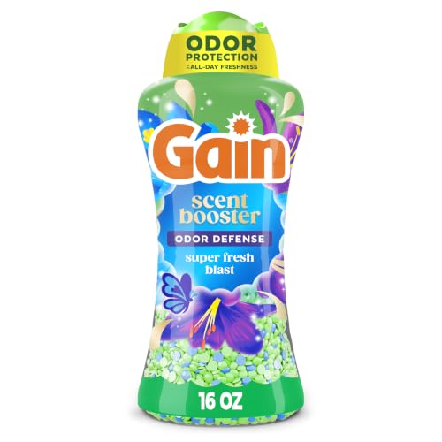 Image of Gain In-Wash Laundry Scent Booster Beads Long-Lasting Fresh Scent Beads All Day Freshness and Odor Protection, Super Fresh Blast Scent, 16 oz (Packaging May Vary)