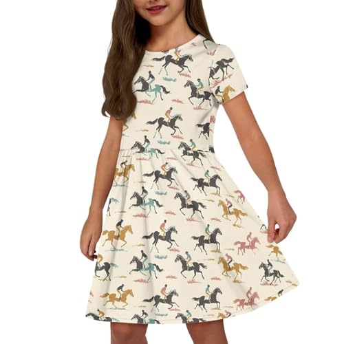 Image of Short Sleeve Dress for Girls with Pockets Cute Toddler Girl Clothes Summer 2-12