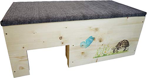 Nagerstore Schildkrötenhaus XXL 80x40x32cm Terrarium Schutzhaus mit Windfang, Holzlasur & Aufklappbar