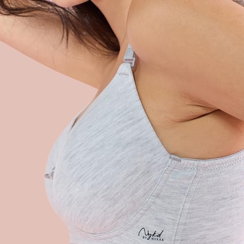 Image of NYKD NYB198 Cotton Lightly Padded Non Wired 3 /4th Coverage T-Shirt Bra Multiway Detachable Straps Invisible Under Clothes