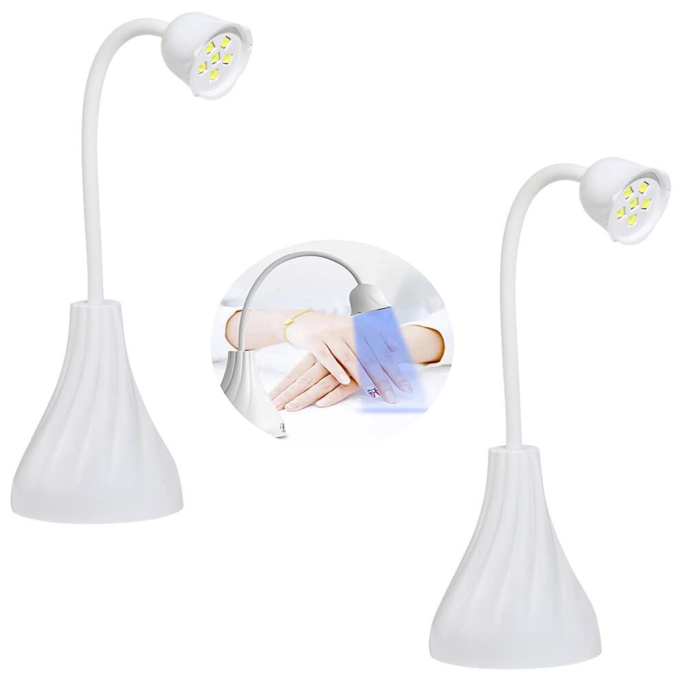 2 confezioni da 2 lampade a LED per unghie a batteria, per fototerapia, con trattamento UV, portatile, mini essiccatore per unghie, lampada professionale a LED, con timer da 60 secondi