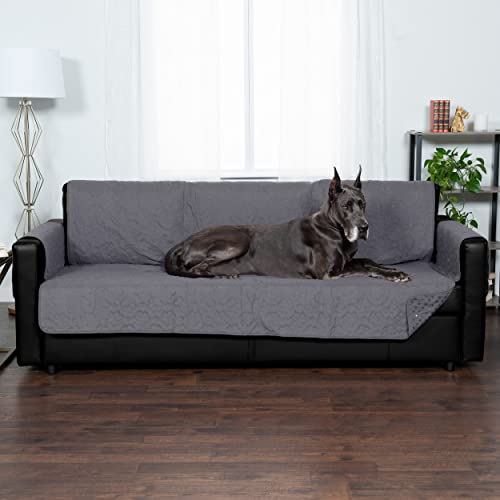 Image of Furhaven Waterproof & Non-Slip XL Sofa /Couch Cover Protector for Dogs, Cats, & Children - Quilted Paw Print Living Room Furniture Cover - Gray, X-Large Sofa