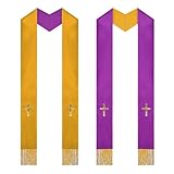 Genérico Estola para Sacerdote,Con Borlas y Reversible Suministros Tradicionales para la Iglesia | Para Pastor Adulto Chal Estola,para Ceremonias de Bodas, Bautizos y Confirmación