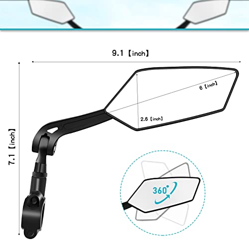 1 Pair Adjustable Bike Mirrors, Wide Angle Hd Glass Bike Mirrors For Handlebar Rearview Mirrors, 360 Degree Rotatable Mirrors For Bicycle #TOP1