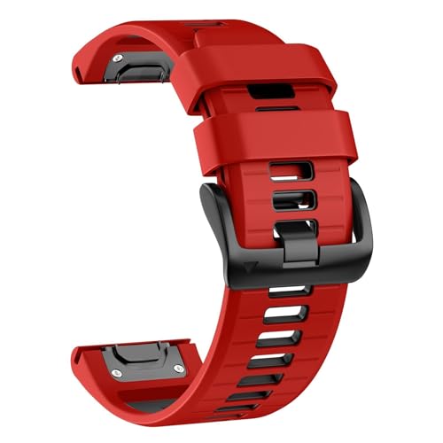 BKUANE Correa de reloj de 26 mm para Garmin Fenix ​​7X Pro/ ​​7X/ ​​6X Pro/ ​​6X/ ​​5X/ ​​3, repuesto de silicona QuickFit de 26 mm para Garmin Descent Mk3i 51 mm/Epix Pro 51 mm/TACTIX 7(Red Black)