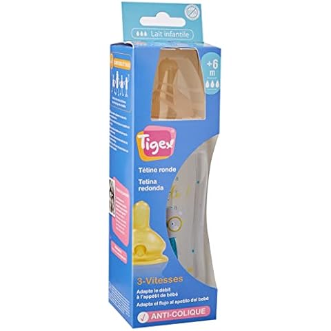Biberón Tigex 3 Velocidades 6+ m 300 ml Látex Anti Cólicos Sin BPA Neutral Cover