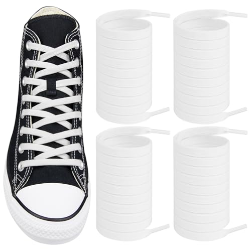 Endoto 2 Pairs Elastic Shoe Laces for Converse High Top and Low Top Flat Stretchy Bungee Replacement Shoelaces(Color:White Size:58Inch)