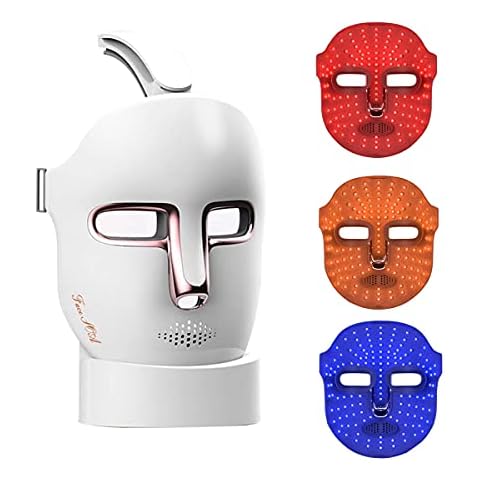 LED Face 3Colors Premium Photon for Facial and Neck with 357 LEDs - Professional Blue & Red Light for Anti Aging therapy Skin Cover
