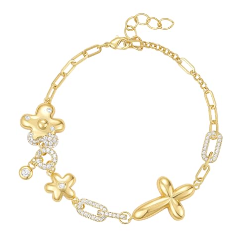 KissYan Tennis Bracelet for Women, 14K Gold Plated Cubic Zirconia Adjustable Slider Bracelets Trendy Jewelry Gift