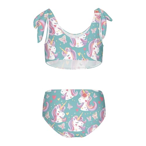 Wusikd Cute Unicorn Face Girls Swimsuits Two Piece Butterflies Swimwear Bikini Set for for Girls Size 3T2