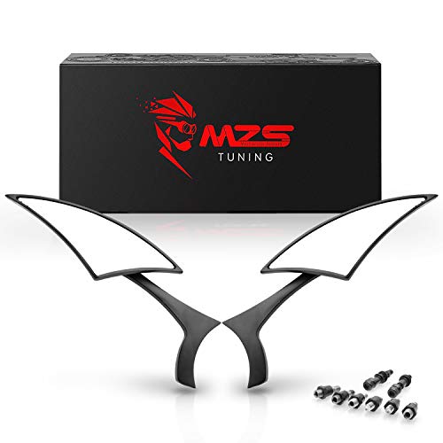 MZS Motorcycle Mirrors Universal | 360 Degree Adjustment Rear View Side Mirror Spear Blade 8MM 10MM Black Compatible with Cruiser Chopper Touring Street Naked Road Bike Scooter