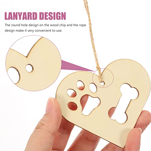 Beavorty 34Pcs Wooden Paw Print and Bone Shaped Cutouts with Rope DIY Craft Tags Pawprint Decoration for Home Decor Party Supplies and Holiday Decorations - Image 3