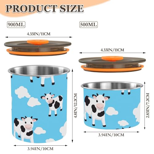 Contenedor de café azul Cute Cow acero inoxidable miniatura 3