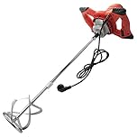 RUYIKA Cement Mixer, 2100W Electric Plaster Paddle Mixer Mortar Paint Stirrer Whisk, 6 Variable Speeds, UK Plug, Ideal for Mixing Feed, Plaster, Paint, Cement, Mortar etc (Red)