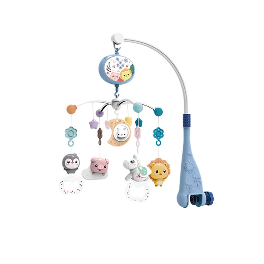 Mobile Musical Bébé, Cloche de Lit Bébé Rotatif à 360° avec Projecteur Veilleuse Musical, Carillons Suspendus Hochet Animaux Jouet éducatif Bébé, avec Support Mobile, Cadeau de Naissance