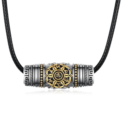Buddhist Necklace 925 Sterling Silver Om Mani Padme Hum Buddhist Necklace for Men