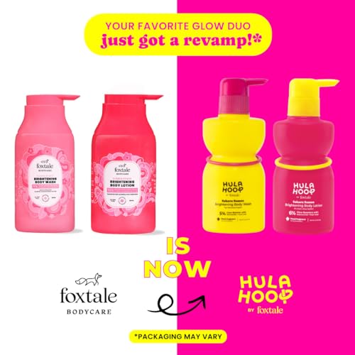 Image of Hula Hoop Brightening Body Wash & Body Lotion | Body Wash with Niacinamide & Lactic Acid | Body Lotion with Kojic Acid, Niacinamide, & SPF 30 | For Smooth & Glowing Skin | 250ml + 200ml