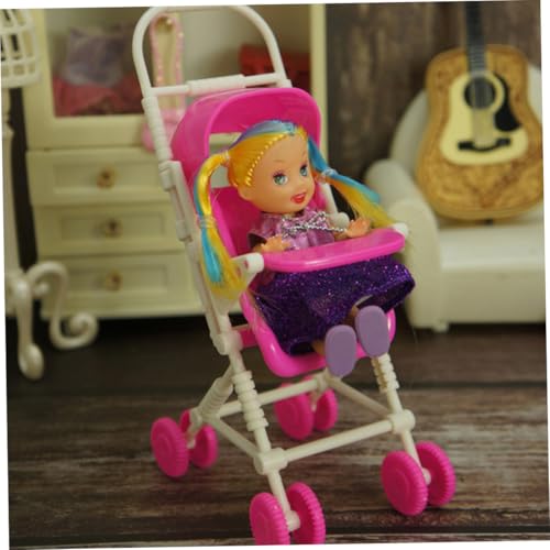 Gogogmee 2 Stück Simulierter Puppenwagen Kleiner Kinderwagen aus Kompakt Sicher Langlebig für Puppenhaus Dekoration und Fantasievolles Rollenspiel von Kindern – Bild 3