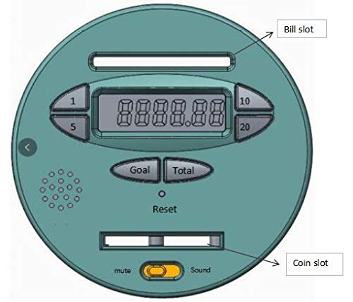Mindscope The Money Jug Digital U.S. Coin Bank Comes with LCD Screen and Bill Count Slot for Adding Bills (Blue) - Thumbnail 2