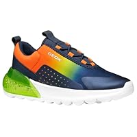 Geox J ACTIVART ILLUMINUS, Scarpe da Ginnastica, Navy/Lime, 32 EU