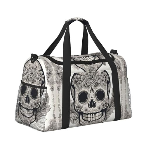 Mexican Skull Foldable Travel Duffel Bag Tote Carry On Luggage Bag For Weekend Getaways, For Spontaneous Trips3