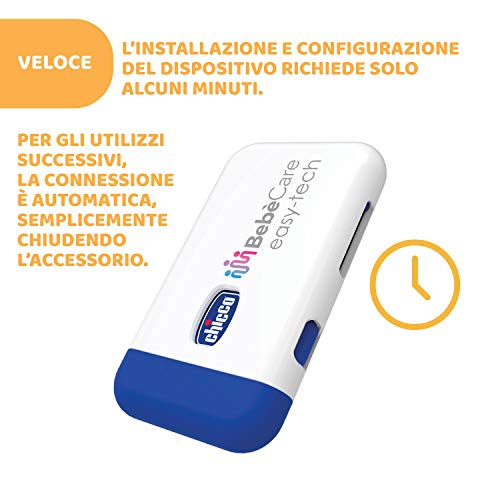 Chicco Bebècare Easy-Tech Dispositivo Anti Abbandono Universale Per Seggiolino Auto, Bianco Blu, ‎16 x 11 x 2.5 cm, 60 grammi