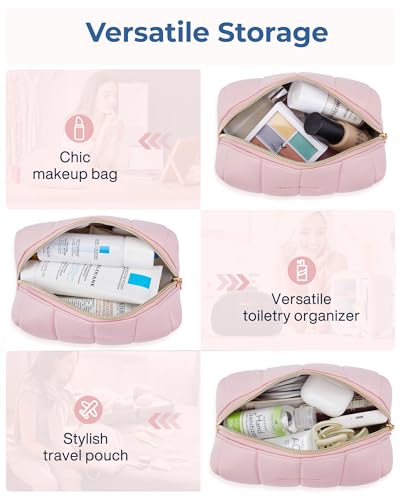 BAGSMART Small Makeup Bag PU Leather Travel Makeup Bag Organizer Makeup Pouch, Portable Cosmetic Bags for Women, Cute Make Up Bag for Travel Size Toiletries Accessories Brushes (Purple)4