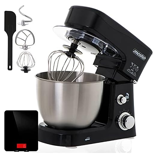 Mesko MS 4217B Batidora Amasadora Repostería Profesional Robot Cocina Orbital, 1200W MAX, 3,5 litros, 6 velocidades, Inox + Báscula Cocina
