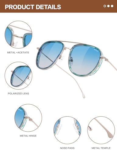 Image of BIRCEN Polarized Aviator Sunglasses Womens: Acetate Glasses UV Protection