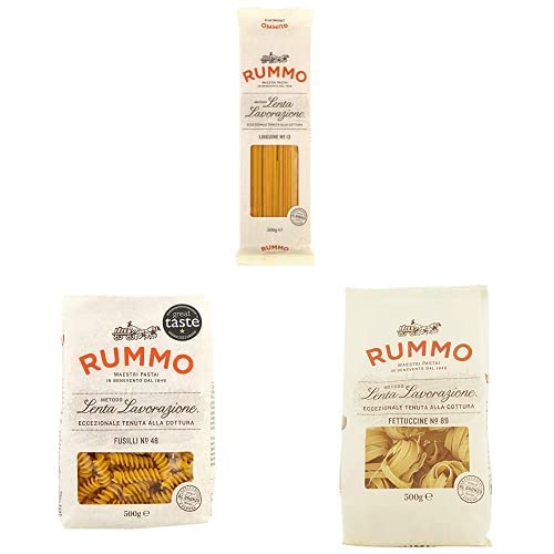 Rummo Italian Pasta Gift Pack Bundle - 1 x 500 g Linguine No.13, 1 x 500 g Fusilli No.48 & 1 x 500 g Fettuccine No.89
