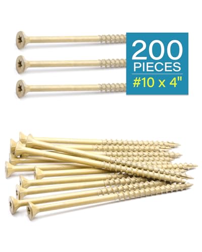 Image of #10 x 4 Inch Deck Screws - 200 Pcs, Exterior Wood Screws, Carbon Steel Star Drive, Coarse Threads, Anti-Corrosion, Tan Coated, Rust-Resistant for Decks, Fences, and Outdoor Projects | by IMSCREWS