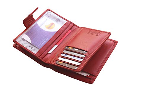 MORUCHA Clutch Wallet For Women Genuine Leather RFID Blocking High Capacity Cardholder Purse M85 (Red)4