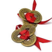 Chinesische Feng Shui 2 DREI I Ching Münzen für Wohlstand W Geschenkbeutel