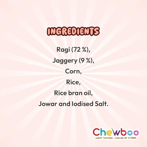 Image of Chewboo Ragi Millet Shells | High Fibre, Iron & Calcium Kids Cereal | 72% Ragi | Jaggery Sweetened | No Refined Sugar | Healthy Breakfast & Snack | 400g