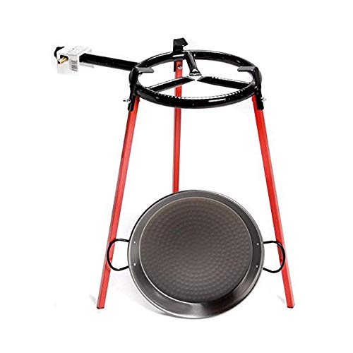 Plat à paëlla 42cm en acier avec réchaud 30cm stable 3 pieds