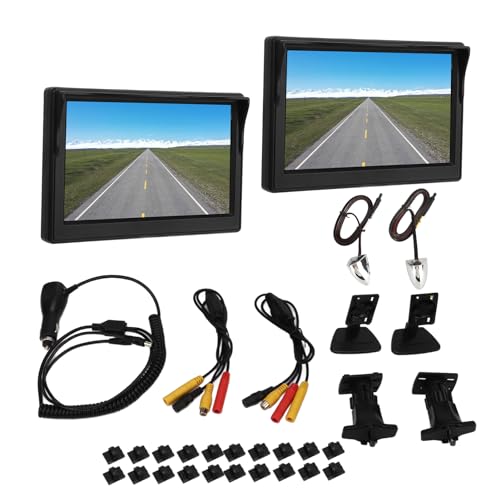 Fahrzeug-Blindspot-Kamerasystem,Auto-Seitenkamera-Kameras und Fahrsicherheits-Seitenansichtskamera Dc12V-24V 5-Zoll-Tft-LCD-Rückfahrkamerasystem-Kit IP67 Wasserdicht für Auto Bus LKW