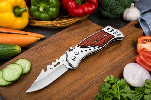 Image of Utility Kitchen Vegetable Knife Peeler with Wooden Handle | Multipurpose Stainless Steel Vegetable Peeler, DIY, Carton Opening, Paper Cutting, Vegetable & Household Task